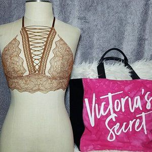 VS floral lace halter bra XS NWT